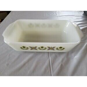 Anchor Hocking Fire King Oven Proof 1 Qt. Loaf Pan, Green Meadow,